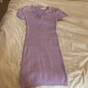 Purple Knit Polo Dress